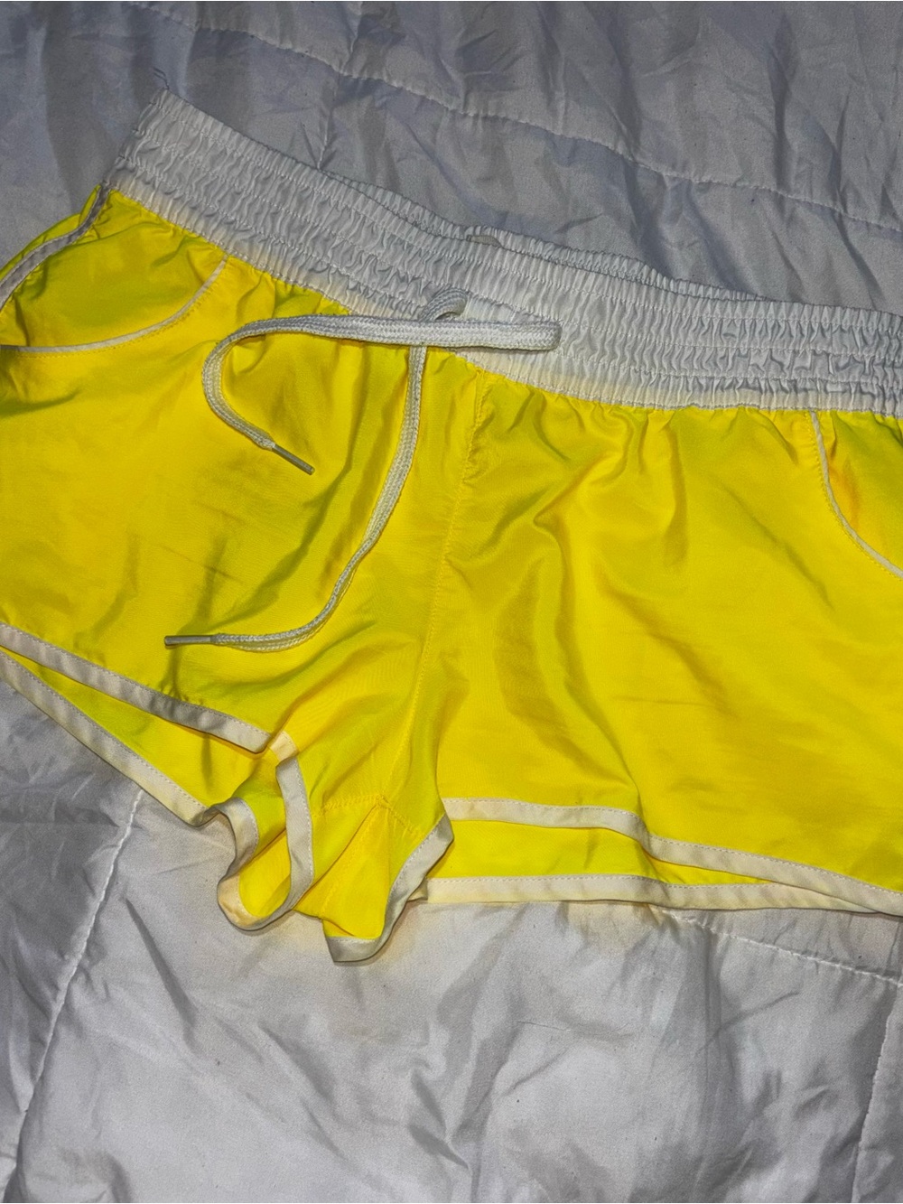 Vintage OP Yellow Womens Athletic Drawstring Shorts